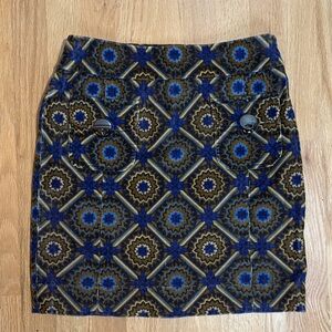 Corduroy Geometric Patterned Blue and Brown Skirt 2